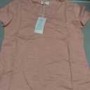 Women‘s Basic T-Shirts Short Sleeve,100% Lightweight Cotton,V Neck,Ladies Plain Soft Regular Loose Fit Workout Tees Tops for Women (Medium, Pink)