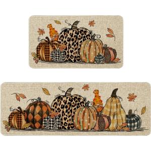 Fall Pumpkin Kitchen Mat Thanksgiving Kitchen Rugs Set of 2, Fall Kitchen Mats for Floor, Fall Kitchen Decor Home Decorations