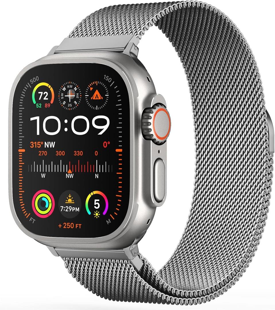 Original Stainless Steel Milanese Loop Compatible with Apple Watch Band 38mm 40mm 41mm 42mm 44mm 45mm 46mm 49mm, Magnetic Clasp Band for iWatch Series 11 10 9 8 7 6 5 4, SE 3 2 1 Ultra3 2, Women & Men