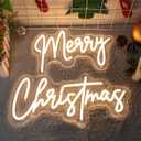 26 Inches Large Merry Christmas Neon Sign, Warm White Acrylic Neon Signs for Wall Decor, USB Powered Dimmable LED Lights for Bedroom Window Xmas Eve New Year Party Decor
