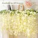Waipfaru 40 Pack White Wisteria Hanging Flowers, Fake Flowers for Decoration, Artificial Hanging Flowers, Vines for Bedroom, Flower Garland for Home, Party, Wall, Wedding Decoration(3.6 Ft/Pcs)