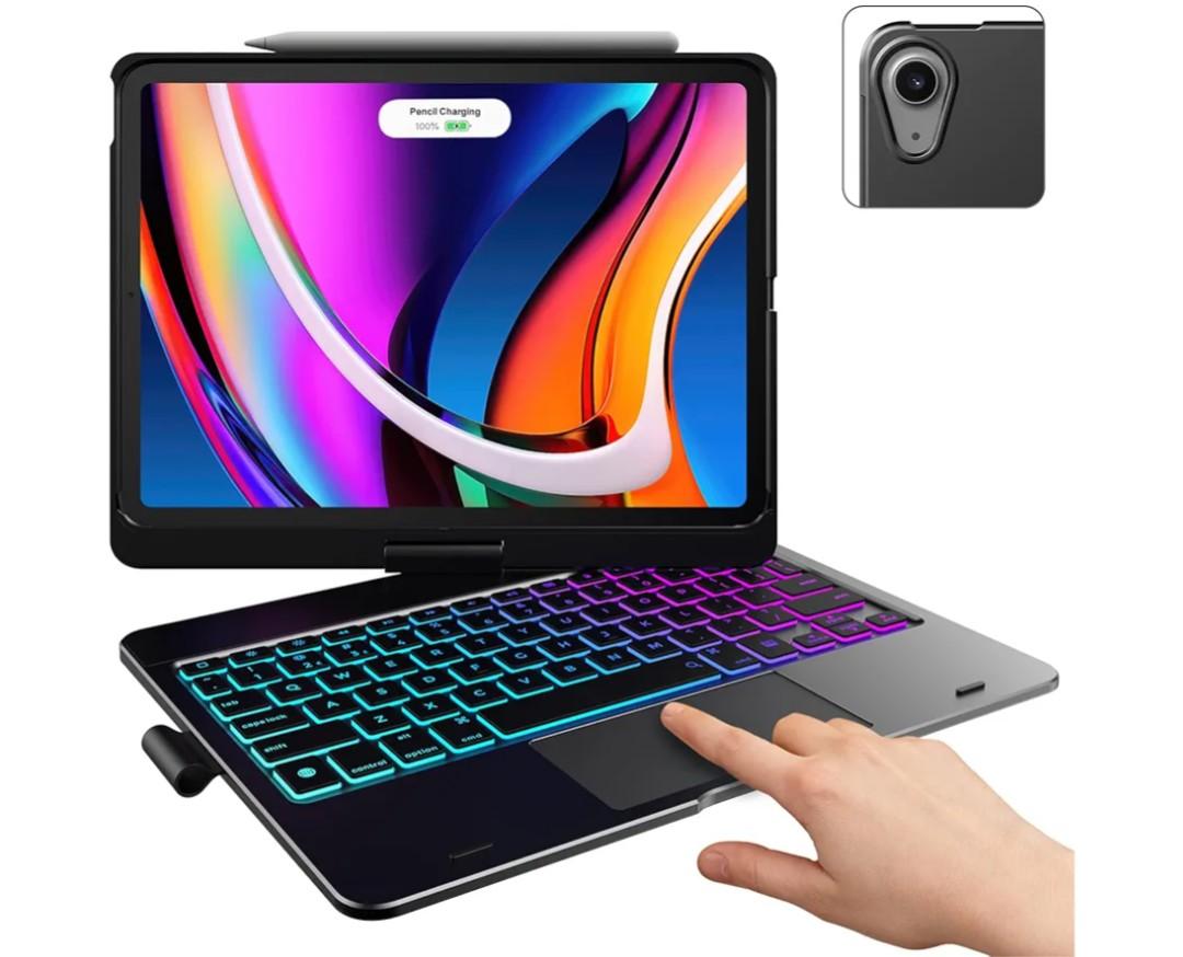 typecase Touch Keyboard Case for iPad Air 11-inch(M4/M3/M2, 2026/2025/2024) & iPad Pro 11(4th/3rd/2nd/1st Gen),Multi-Touch Trackpad,11-Color Backlight,360°Rotatable for iPad Air 5/4th Gen, Gray