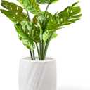 KERUITA 12.5 Inch Height White Ceramic Flower Pot with Wavy Pattern, Drainage Hole, Mesh Pad & Stopper  Large Decorative Indoor Planter for Modern Home Office  No Tray