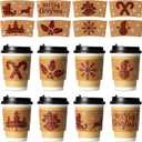 Haooryx Christmas Coffee Cup Tea Cup Sleeves - 40 Packs Hot Chocolate Cocoa Cups Sleeves Disposable Snowman Santa Kraft Paper Cup Sleeves for 12oz and 16oz Coffee Cold Drinks Beverage Cups, 8 Designs