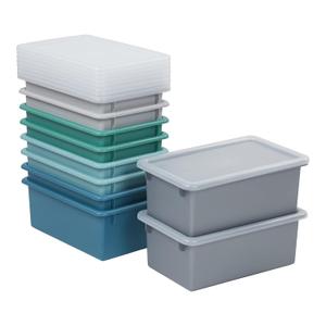 ECR4Kids Cubby Storage Bin with Lid, Multipurpose Organization, Contemporary, 10-Piece