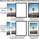 JCJMY 14x20 Picture Frame Set of 4 with 11x17 Mat, Display Photo 11x17 with Mat or 14 x 20 Without Mat, Wall Hanging Large 14 by 20 Poster Frame with Plexiglass, 4 Pack, Black
