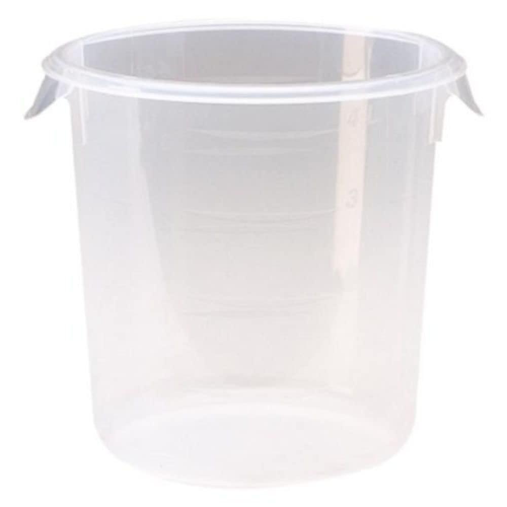 Rubbermaid Commercial Products Plastic Round Food Storage Container with Bail Handle, 4 Quart, Clear, High Temperature Range Food Organization/Storage for Wet/Dry Food in Kitchen/Restaurants/Cafeteria