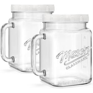 2 Pack Large Mason Jars, 74 oz Wide Mouth Glass Jar with Lid for Fridge, Glass Canisters DIY Favor Decor, Food Container for Sugar, Cookie, Flour, Pickle