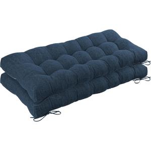 Bench Cushion for Indoor Furniture 48x19 inch Rectangle Bench Seat Cushion for Bay Window Entryway Bench Thick Textured Chair Cushion with Non-Slip Backing 2 Pack, Navy