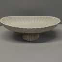 14.5" Large Decorative Long Bowl decor - Fluted Scalloped Decorative Bowls for Home Decor - Ruffle Decor,Stylish Key Bowl for Entry Table,Decorative Fruit Bowls for Kitchen Counter,Light Gray