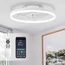 STERREN Ceiling Fans with Lights, 20" White Low Profile Ceiling Fan | Remote and APP Control, Flush Mount Fan Lights, Modern Bladeless Ceiling Fixtures for Living Room,Bedroom, Small Room