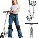 Nattork Scooter for Kids 6+, Teens & Adults - Max Load 220LB, Foldable, Lightweight, Adjustable Height, 8-Inch Wheels Kick Scooter for Boys Girls