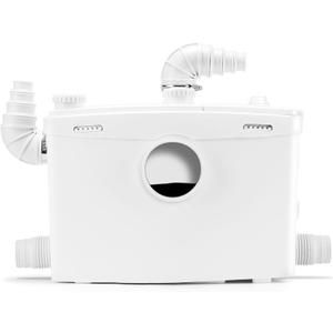 1500W Macerator Pump with Grinding Blade PCB Function Toilet Pump Upflush to 32.8FT 2800GPH Sewerage Sump Pump with 4 Water Inlets 2 Outlets for Toilet Sink Shower Laundry Kitchen Basement