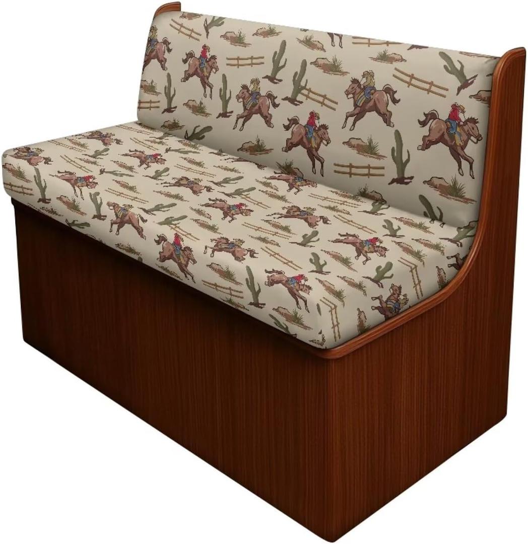 Brown RV Dinette Cushion Covers Booth Set Western Cowboy Design Camper Couch Cover for RV Camper Sofa, Includes 1 Bench & 1 Backrest Cover