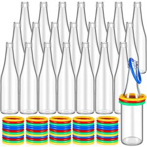 Tioncy 72 Pcs Ring Toss Game Outdoor Carnival Games Backyard Adults Fun Target Toys Glass Bottles with Mixed Color Rings Hoops for Family Outside Sport Party Accessories (Random Color Hoops)