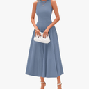 PRETTYGARDEN Spring Casual Dresses for Women 2026 Summer Business Work Midi Sleeveless A Line Pleated Cocktail Dress, M