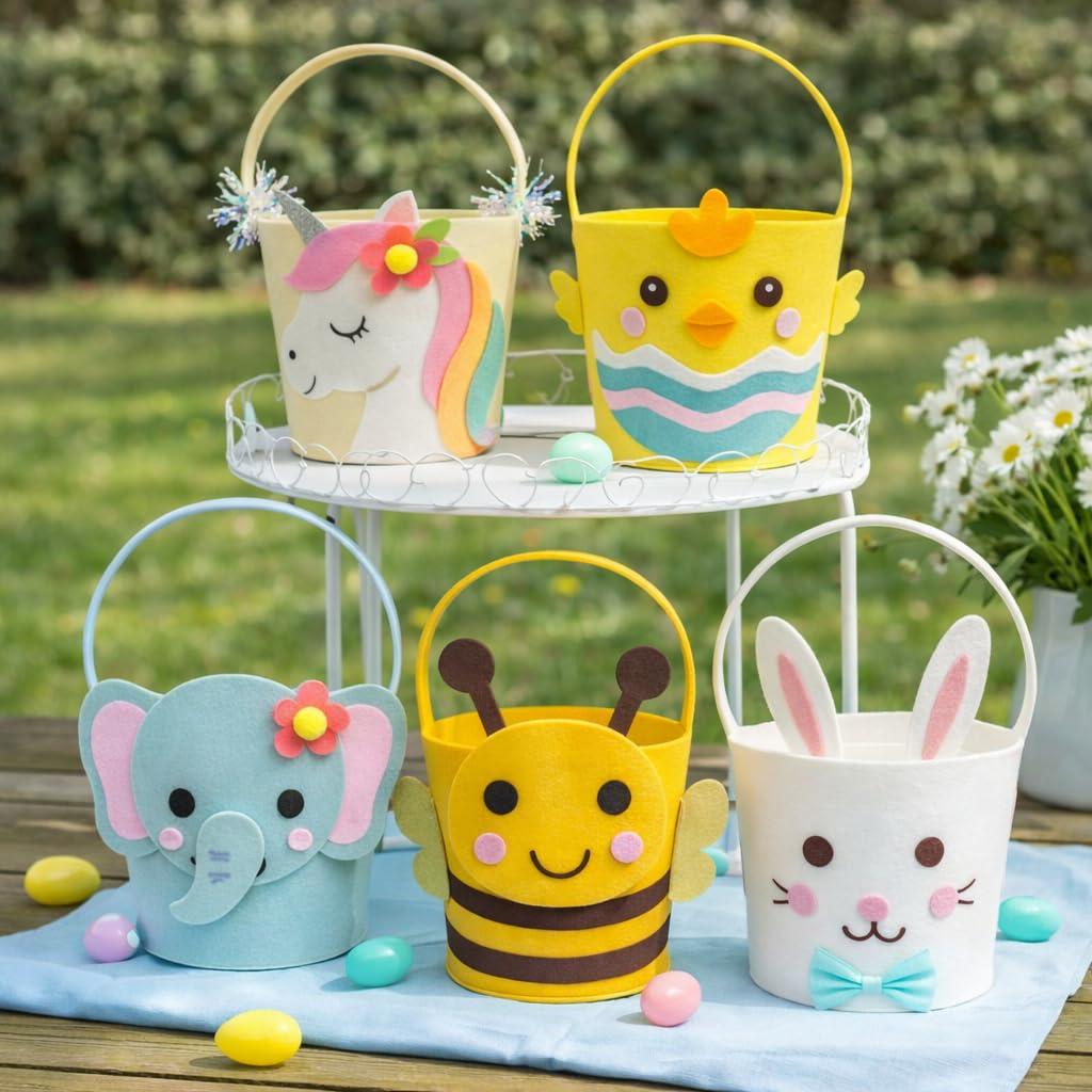 Easter Basket for Kids, Large Cute Animal Gift Basket with Premium Packaging for Egg Hunt, Candy & Toy Gifts, Nursery Toy Storage, Photo Prop & Spring Decorations (Bee Yellow)