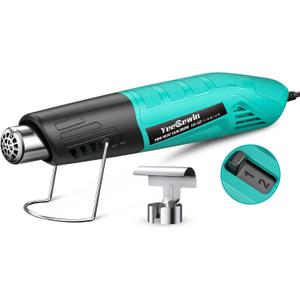 Heat Gun, 380W Fast Heat Mini Hot Air Gun with 2-Temp Settings 480F-850F(249C-455C) Overheat Protection Reflector Nozzle, 4.9Ft Long Cable for Shrink Wrap,Vinyl, Crafts, Epoxy Resin (Blue)