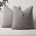 DEZENE Textured Boucle Throw Pillow Covers 18x18 Silver Grey for Bed Couch Sofa Living Room, Pack of 2 Square Cozy Accent Decorative Pillow Cases (Covers ONLY)