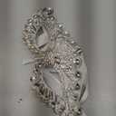 Rhinestone Mask Masquerade Evening Prom Venetian Mardi Gras Party Mask for Women Girls Silver