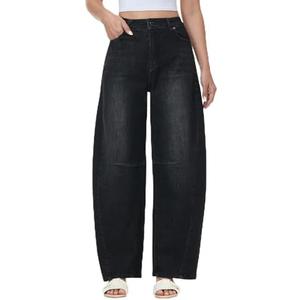CEITAJUI Women's Barrel Jeans High Waisted Wide Leg Baggy Denim Pants Medium