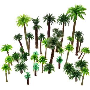 36pcs Palm Trees, Ho Scale Bushes, Plastic Trees for Projects 1.5-6 inch(3-16 cm), Miniature Trees
