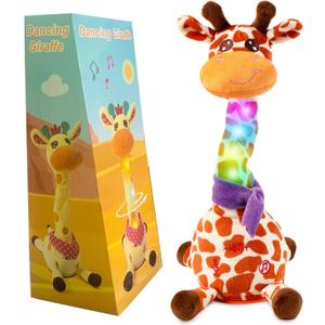 Dancing Talking Giraffe Toy for Baby Toddler, Dancing Giraffe Toy Singing Mimicking Recording Repeating What You Say with LED English Sing for Boys Girls Gift, 15 Second Recorde(Adjustable Volume)