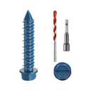 1/4" x 1-1/4" Concrete Screws, 100 PCS Blue Hex Washer Head Concrete Screws Anchor Kit with Drill Bit and Hex Bit Socket, for Masonry, Cement, Block, Brick or Stucco