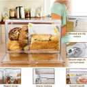RISICULIS Large Bread Box for Kitchen Countertop, Bread Storage Container, and Utensil Organizer with Bamboo Cutting Board Lid, Clear Bin, Keeper for Homemade Bagel, Muffins, Rolls