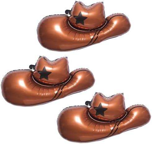 100% LIKED-3pcs Cowboy Hat Balloons, Western Themed Party Decorations, My First Rodeo Birthday Party, Baby Shower Supplies, Set of 5
