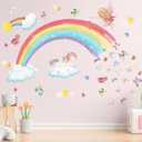 Rainbow Wall Decals Unicorn Wall Decals for Girls Bedroom Fairy Butterflies Clouds Wall Stickers Room Decor for Baby Girls Nursery Daycare Playroom