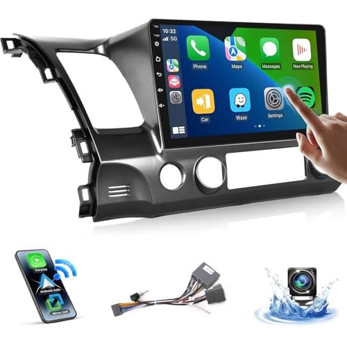 Upgrades Stereo for Honda Civic 2006-2011 Radio Wireless Apple Carplay Android Auto Leadfan 10.1" IPS Touchscreen for Honda Civic Radio Android Headunit Display GPS WiFi FM Mirrorlink Rear Camera SWC