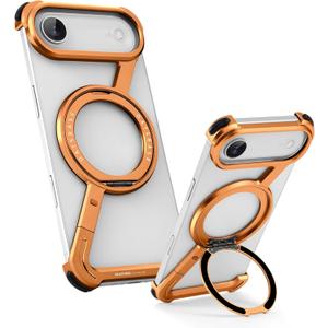 OATSBASF Minimalist Phone Case for iPhone Air, 360 Rotation Kickstand Aluminum Metal Frameless Design Bumper Z Case, Protective Shock Grade Shell for iPhone 17 Air, Orange