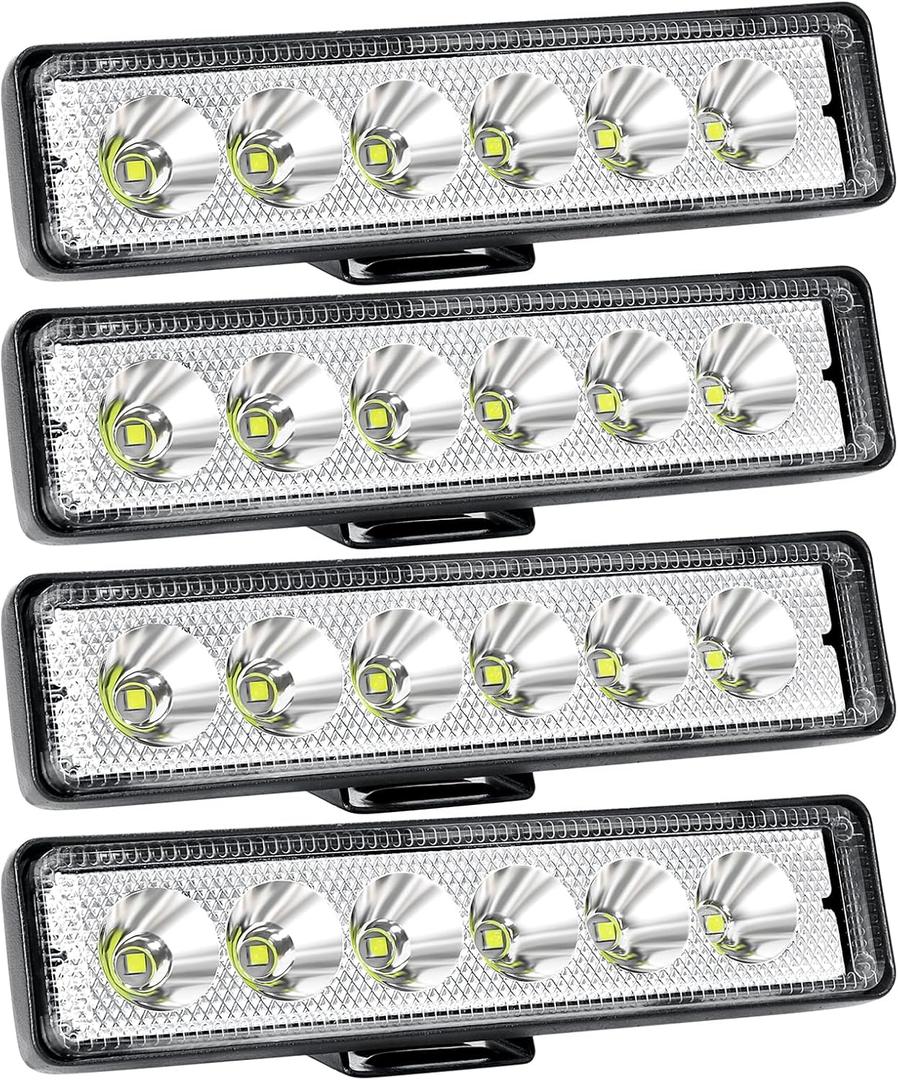 Willpower 4pcs 10pcs 18W 6 Inch LED Work Light Spot Beam Single Row LED Light Bar 12V 24V Super Slim Offroad Driving Lights Fog Lamps for Truck Tractor Boat 4x4 Car SUV ATV