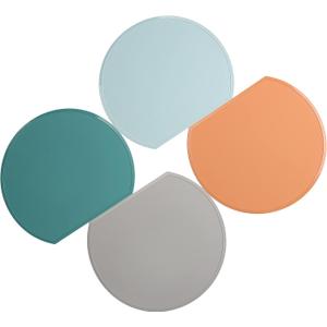 Wsaikis Silicone Placemats Set of 4 Non-Slip Table Mats for Dining, Kitchen, Stain Resistant Heat-Resistant Placemat Portable Food Mat, 14.9" x 12.9"x 0.04" (Dusty Turquoise,salt Air,light Grey,muted Clay)