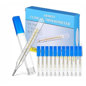 Ipetboom 12pcs Glass Temperature Measurement for Adults - Dual Scale General Use Temperatures Testing Tools Accurate Measurement for Families Home - Flat Design