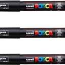 UNI-Ball POSCA Marker Pen PC-1M - Black - Pack of 3 PENS