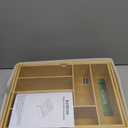 BAMEOS 3.9inch Tall Bamboo Drawer Organizer, Expandable Utensil Holder with 8 Compartments, Adjustable Kitchen Drawer Divider for Flatware, Silverware and Gadgets, Deep Storage for Home and Office