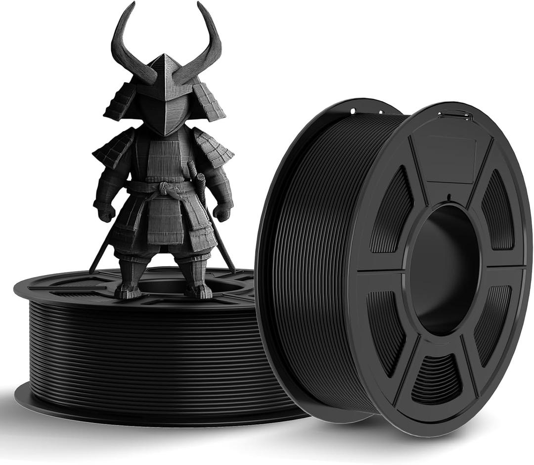 TECBEARS PLA 3D Printer Filament, PLA Filament 1.75mm, Neatly Wound 3D Printing Filament, Dimensional Accuracy +/- 0.02 mm,Fits for Most FDM 3D Printers,1 Kg Per Spool, Pack of 2, Black+Black