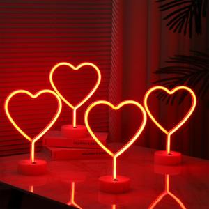 Retisee 4 Pack Heart Neon Sign LED Neon Light Battery Operated or USB Powered Heart Signs Lamp Gifts for Bedroom Wedding Decorations Anniversary(11 x 8 Inches,Red)