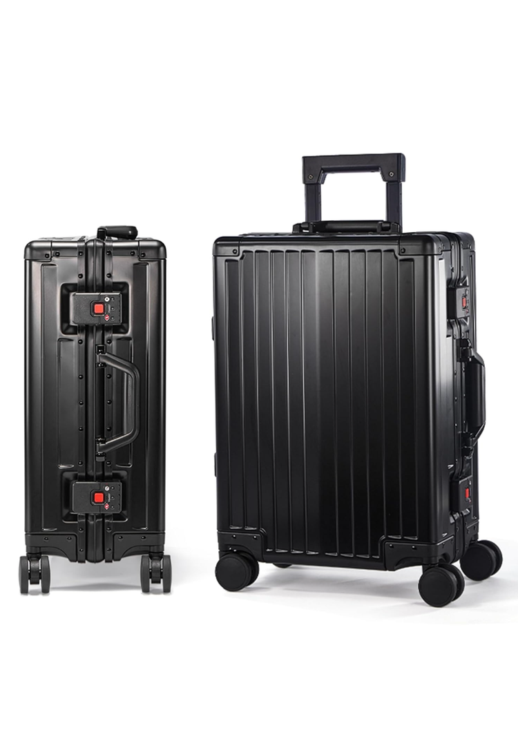 UrbanExplorer All Aluminum Carry On Luggage 22x14x9 Airline Approved Heavy Duty Hard Shell Suitcases Zipperless Suitcase with TSA Lock, Black, 20 Inch