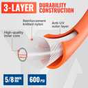 YAMATIC Heavy Duty Garden Hose 5/8 in x 100 ft, Super Flexible Lightweight Water Hose, 360 Rotating Connector, 600 PSI Burst, Solid Brass 3/4" GHT Fittings, All-Weather