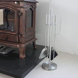 Fireplace Tool Set Silver Stainless 5 Pcs Fireplace Tool Set 26 in Utility Fire Place Tool Fireset Fire Pit Chimney Tool Kit Fireplace Accessories with Poker/Shovel/Broom/