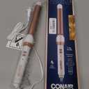 Conair Double Ceramic 1-inch Curling Wand, Straight wand produces flawless waves (White)