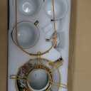 Zhehao 20 Pcs Porcelain Tea Set with Metal Holder and Spoon Adult Ceramic Tea Set European Flower Painting Teapot Cup Saucer Spoon for Women, Large Version(Simplicity Style)