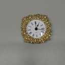 Silent Mini Vintage Analog Table Clock with Faux Pearls Metal Body and Battery Operated Non-Ticking Core for Shelf, Bedroom, Bedside, Desk, Gift Clock