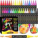 2 x WINSONS 72 Colors Dual Tip Acrylic Paint Pens Markers, 36 Set Permanent Acrylic Paint Pens, Waterproof, Quick-Dry, Ideal for Rock Painting, Canvas, Glass, Wood, Ceramic, DIY Crafts & Art Supplies