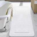 LOCHAS Luminous Non Slip Bathroom Rugs Runner 24 x 60 Inch, Extra Soft and Comfy Bath Mats Rug, Absorbent Thick Microfiber Mat Carpets for Shower, White