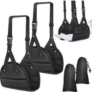 Travel Essentials Women Men, 2 Pack Black Airplane Footrest Leg Foot Hammock Rest Travel Luggage Accessories Gadgets Under Desk Flying Long Fight Trip Seat Organizer Must Haves Gifts Kids Needs