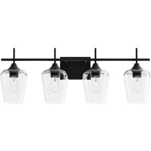 VONLUCE Bathroom Vanity Light, 4 Light Bathroom Light Fixture Over Mirror, Bathroom Wall Lamp with Clear Glass, Modern Black Vanity Lighting fixtures for Bathroom, Bedroom, Hallway